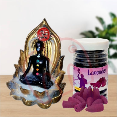 Amazing Gift Combo Offer Pack | Seven Chakra Backflow Smoke Incense Burner With lavender Backflow Cone | Attractive & Stunning Showpiece Statue Idol