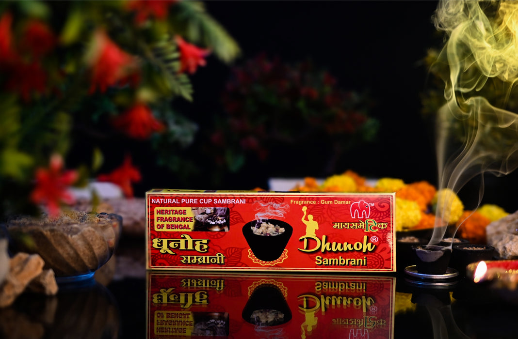 Mayasmatic Dhuna Sambrani Dhoop Cups with Burner Plate for Home and Office | Pack of 2
